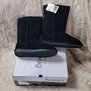 BEARPAW EMMA 610W/BLACK II FAUX FUR BOOTS, SIZE 7 - NEW IN BOX